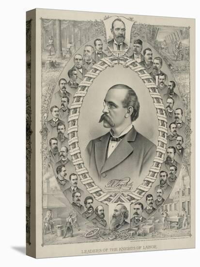 Terence Powderly and 32 Portraits of Leaders of the Knights of Labor, 1880s-null-Stretched Canvas