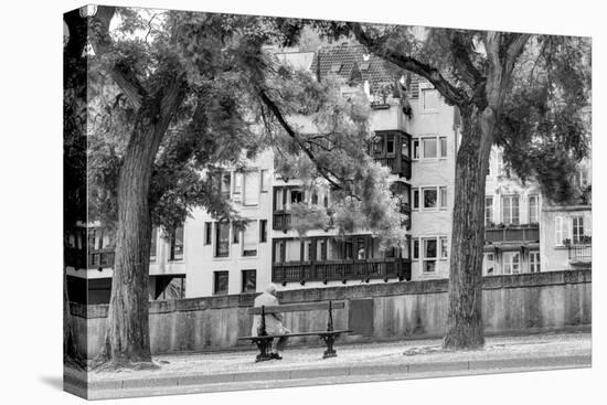 Terrace on the Moselle, river, man, bank, Metz, Département Moselle, region Alsace-Champagne-Ardenn-Klaus Neuner-Premier Image Canvas