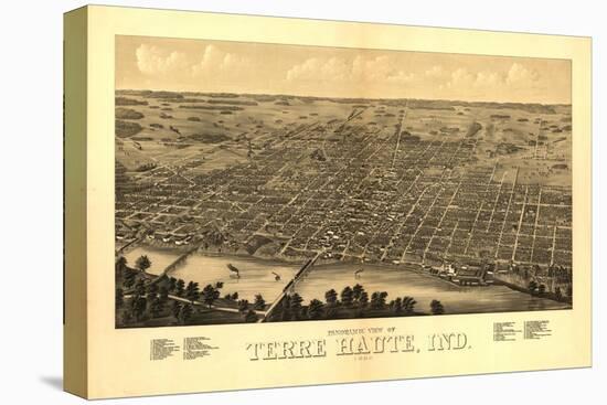 Terre Haute, Indiana - Panoramic Map-Lantern Press-Stretched Canvas