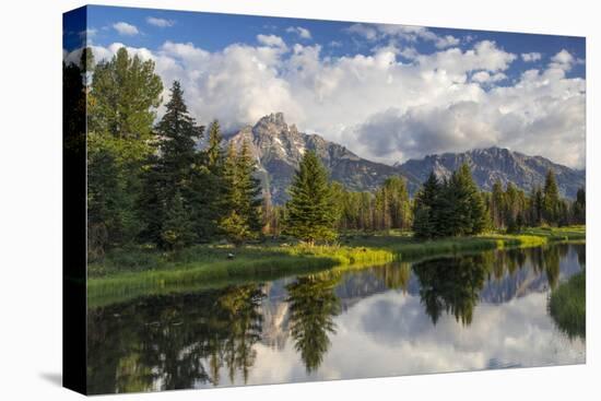 Teton Mountains in Schwabacher Landing, Snake River, Grand Teton National Park, Wyoming, USA-Chuck Haney-Premier Image Canvas