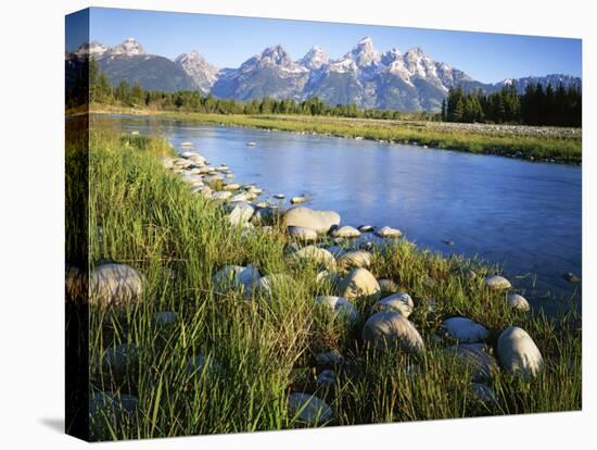 Teton Range from the Snake River, Grand Teton National Park, Wyoming, USA-Charles Gurche-Premier Image Canvas