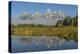 Teton Range reflected in still waters of the Snake River at Schwabacher Landing, Grand Teton NP, WY-Alan Majchrowicz-Premier Image Canvas