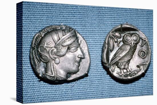 Tetradrachm, Greek Coin, Silver Head of Athena and Owl, mid to late 5th century BC-Unknown-Premier Image Canvas