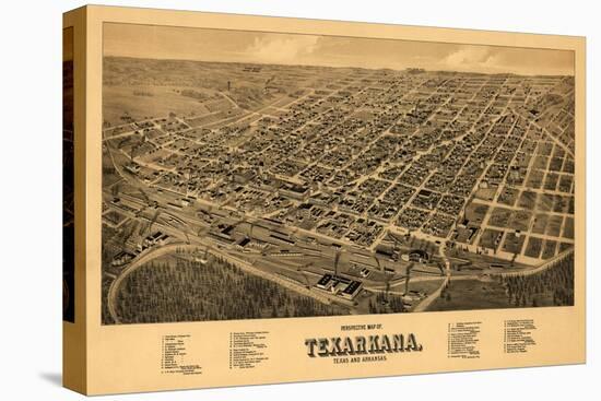 Texarkana, Arkansas - Panoramic Map-Lantern Press-Stretched Canvas