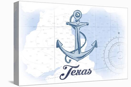 Texas - Anchor - Blue - Coastal Icon-Lantern Press-Stretched Canvas