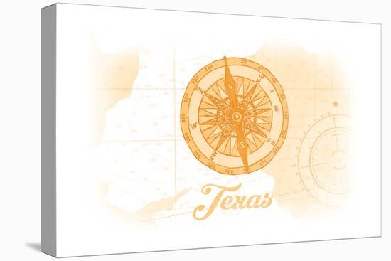 Texas - Compass - Yellow - Coastal Icon-Lantern Press-Stretched Canvas