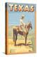 Texas - Cowboy on Horseback-Lantern Press-Stretched Canvas