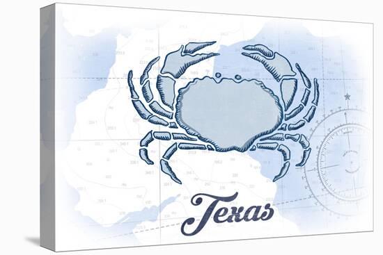 Texas - Crab - Blue - Coastal Icon-Lantern Press-Stretched Canvas