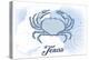 Texas - Crab - Blue - Coastal Icon-Lantern Press-Stretched Canvas