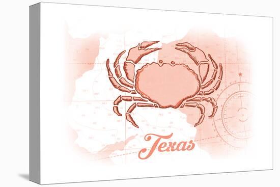 Texas - Crab - Coral - Coastal Icon-Lantern Press-Stretched Canvas