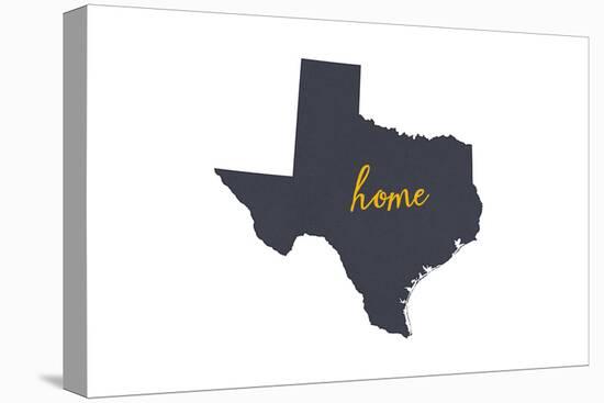 Texas - Home State - Gray on White-Lantern Press-Stretched Canvas