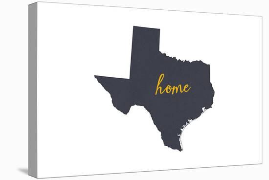 Texas - Home State - Gray on White-Lantern Press-Stretched Canvas