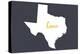 Texas - Home State - White on Gray-Lantern Press-Stretched Canvas