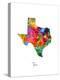 Texas Map-Michael Tompsett-Stretched Canvas