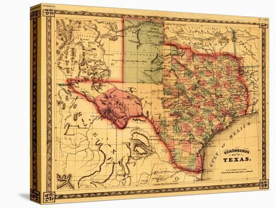 Texas - Panoramic Map-Lantern Press-Stretched Canvas