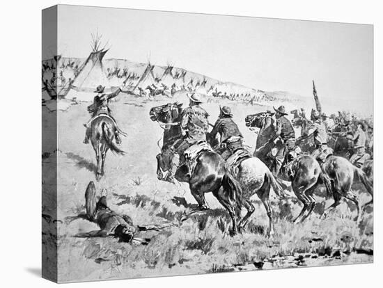 Texas Rangers Attacking a Comanche Village, 1896-Frederic Sackrider Remington-Premier Image Canvas