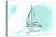 Texas - Sailboat - Teal - Coastal Icon-Lantern Press-Stretched Canvas