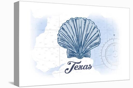 Texas - Scallop Shell - Blue - Coastal Icon-Lantern Press-Stretched Canvas