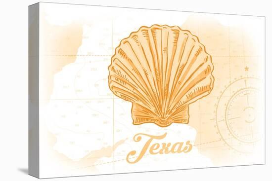 Texas - Scallop Shell - Yellow - Coastal Icon-Lantern Press-Stretched Canvas