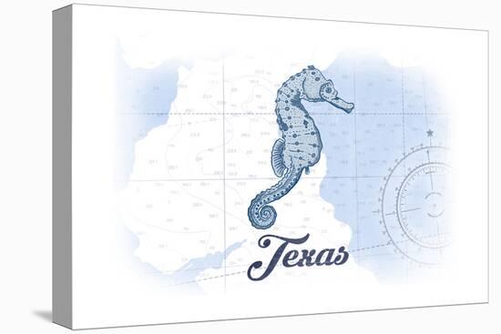 Texas - Seahorse - Blue - Coastal Icon-Lantern Press-Stretched Canvas