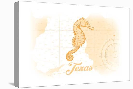 Texas - Seahorse - Yellow - Coastal Icon-Lantern Press-Stretched Canvas