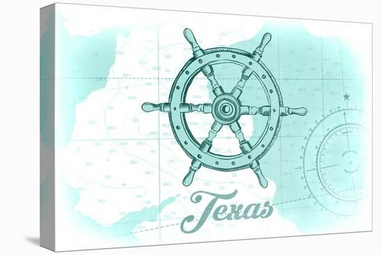 Texas - Ship Wheel - Teal - Coastal Icon-Lantern Press-Stretched Canvas