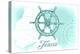 Texas - Ship Wheel - Teal - Coastal Icon-Lantern Press-Stretched Canvas