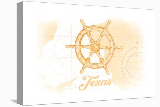 Texas - Ship Wheel - Yellow - Coastal Icon-Lantern Press-Stretched Canvas