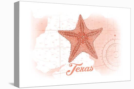 Texas - Starfish - Coral - Coastal Icon-Lantern Press-Stretched Canvas