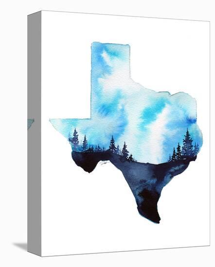 Texas State Watercolor-Jessica Durrant-Stretched Canvas