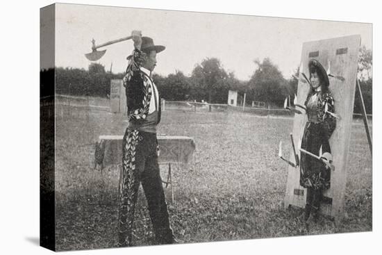 Texas Tex Truppe. Senor Francisco und Senorita Rodriguez. Messerwerfen-null-Premier Image Canvas