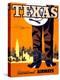 "Texas" Vintage Travel Poster, International Airways-Piddix-Stretched Canvas