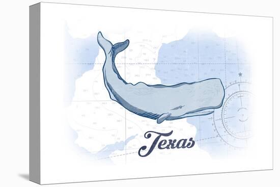 Texas - Whale - Blue - Coastal Icon-Lantern Press-Stretched Canvas