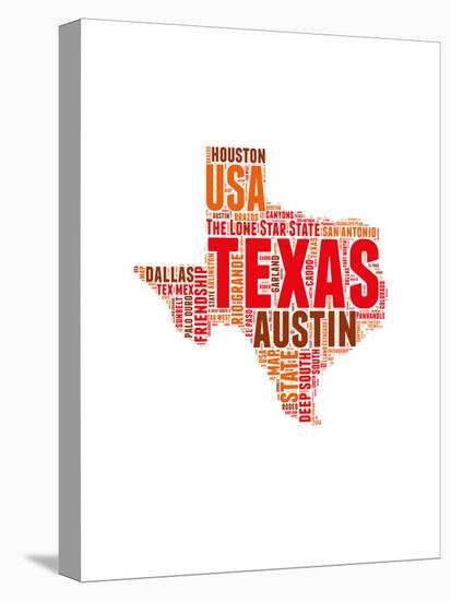 Texas Word Cloud Map-NaxArt-Stretched Canvas