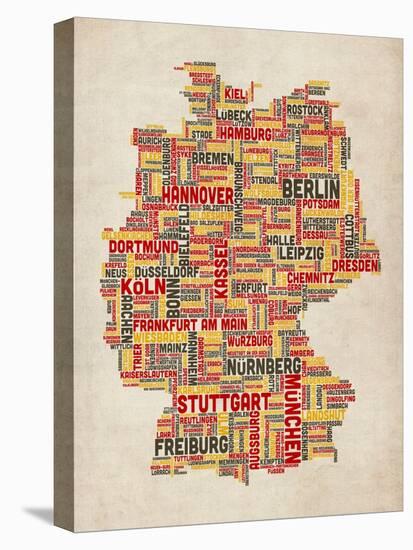 Text Map of Germany Map-Michael Tompsett-Stretched Canvas