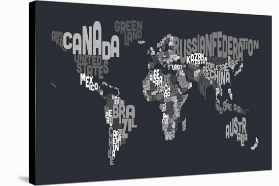 Text Map of the World-Michael Tompsett-Stretched Canvas