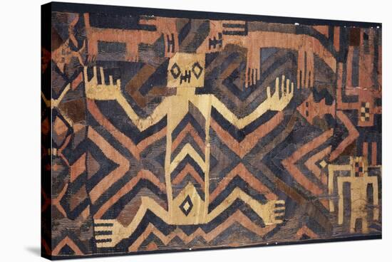 Textile with geometric and stylised humans design, South America-Werner Forman-Stretched Canvas