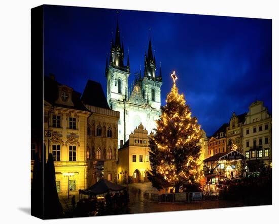 Teyn Church at christmas time, Prague, Central Bohemia, Czech Republic-null-Stretched Canvas