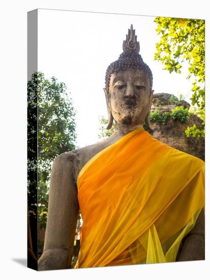 Thailand, Ayutthaya, Buddha Draped with Orange-Terry Eggers-Premier Image Canvas