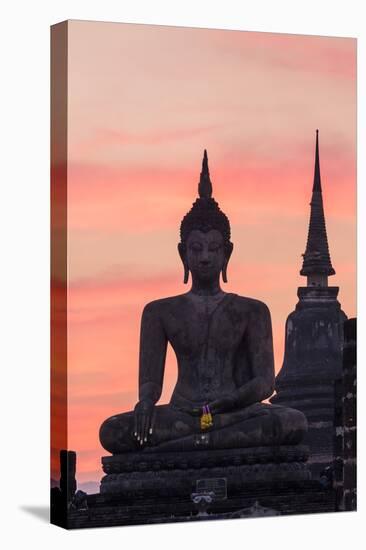 Thailand, Sukhothai Historical Park. Wat Mahathat Temple at Sunset-Matteo Colombo-Premier Image Canvas