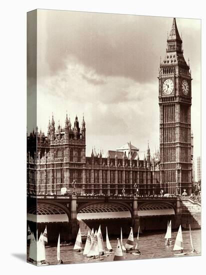 Thames Day on the River Between Westminister and Hungerford Bridges-null-Premier Image Canvas