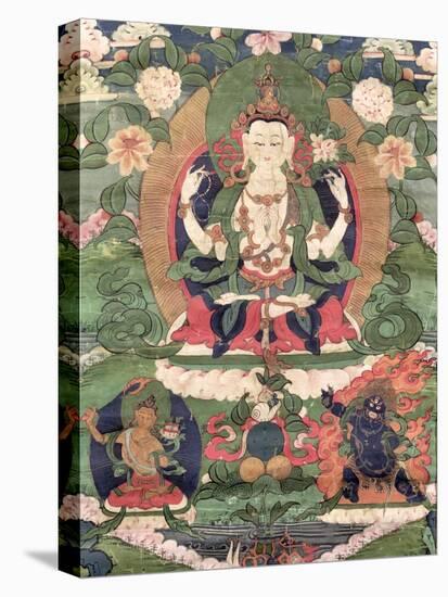 Thangka of Buddha Shakamunyi with Manjushri and Vajrapani-null-Premier Image Canvas