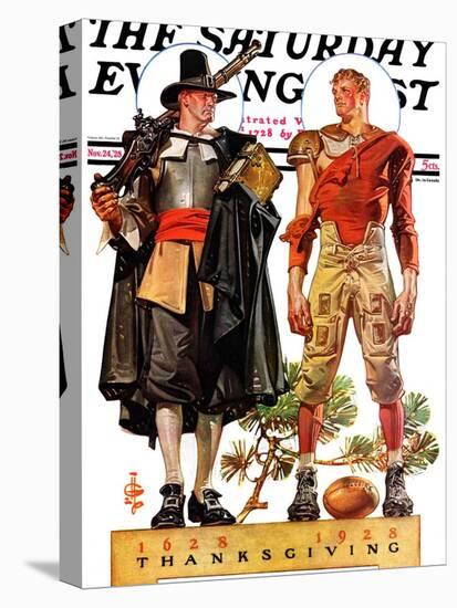 "Thanksgiving, 1628/1928," Saturday Evening Post Cover, November 24, 1928-Joseph Christian Leyendecker-Premier Image Canvas