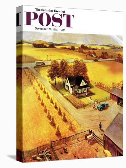 "Thanksgiving on the Farm" Saturday Evening Post Cover, November 26, 1955-John Clymer-Premier Image Canvas