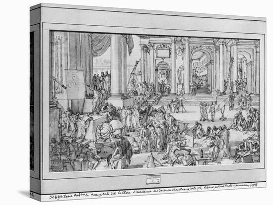 The Academy of Sciences and Fine Arts (Pen and Ink and Wash on Paper)-Sebastien I Le Clerc-Premier Image Canvas