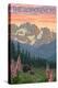 The Adirondacks - Bear and Spring Flowers-Lantern Press-Stretched Canvas