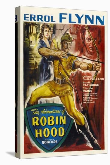 The Adventures of Robin Hood, UK Movie Poster, 1938-null-Stretched Canvas