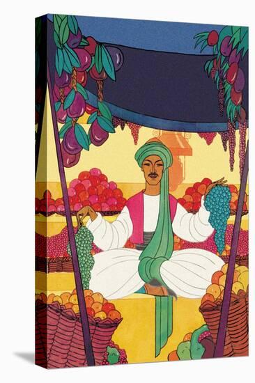 The Afhgan Bazaar Fruit-Seller-Frank Mcintosh-Stretched Canvas