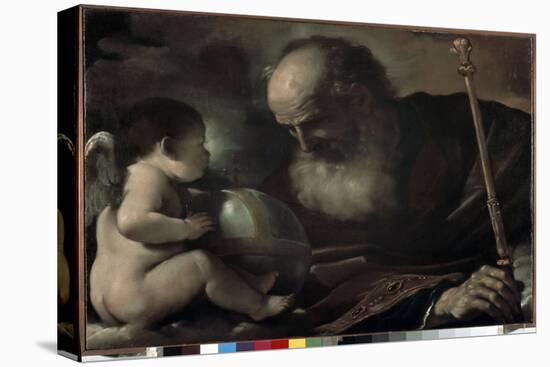 The Almighty Father with an Angel - Painting by Barbieri Giovanni Francesco Called the Guerchin (15-Guercino (1591-1666)-Premier Image Canvas