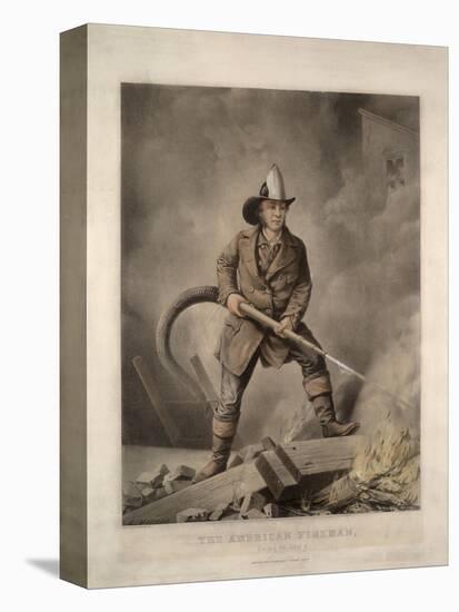 The American Fireman: Facing the Enemy-Currier & Ives-Premier Image Canvas